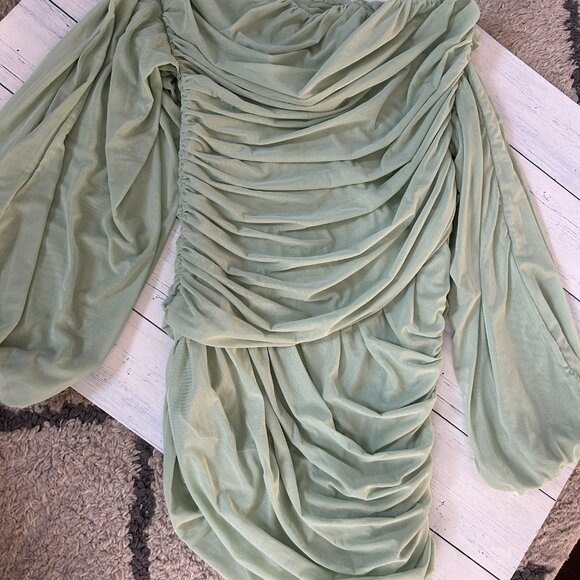 new SER.O.YA from free people off shoulder ruched tunic shirt m - Picture 2 of 3